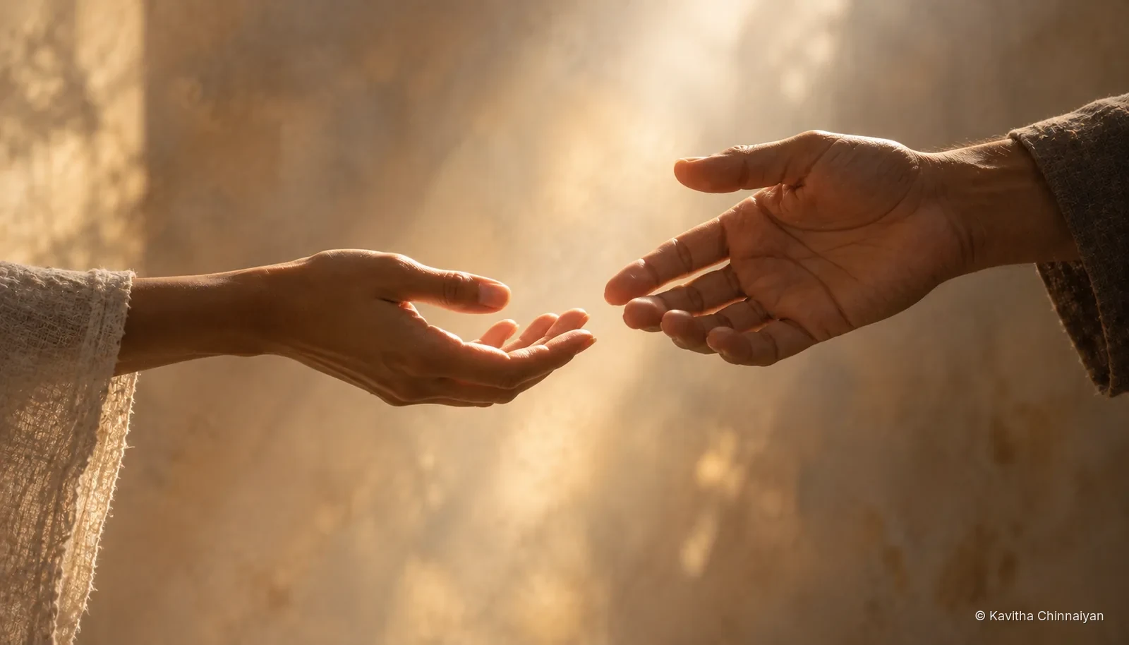 Two open hands almost but not quite touching
